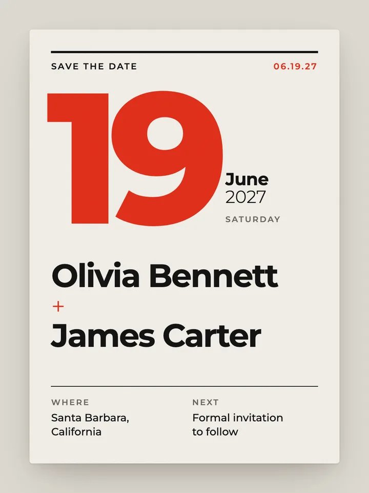 Zürich digital save the date in Signal Red