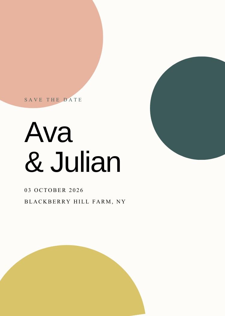 Abstract Shapes — modern colorful & maximalist wedding invitation template, editable in Canva