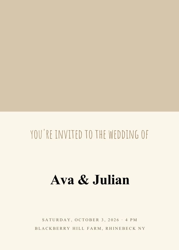 Barn — rustic neutral & ivory wedding invitation template, editable in Canva