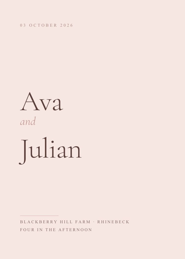 Blush — minimalist blush wedding invitation template, editable in Canva