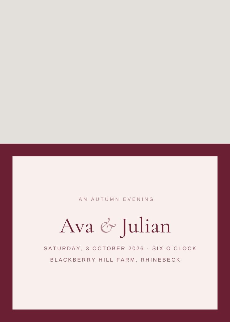 Burgundy and Blush — elegant burgundy wedding invitation template, editable in Canva
