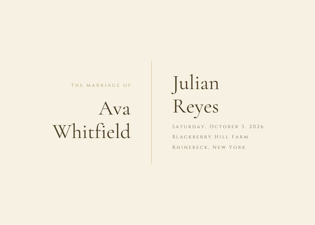 Champagne Gold — elegant neutral & ivory wedding invitation template, editable in Canva