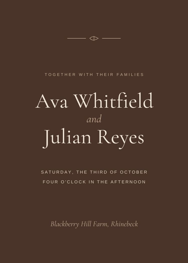 Chocolate Brown — classic brown & mocha wedding invitation template, editable in Canva