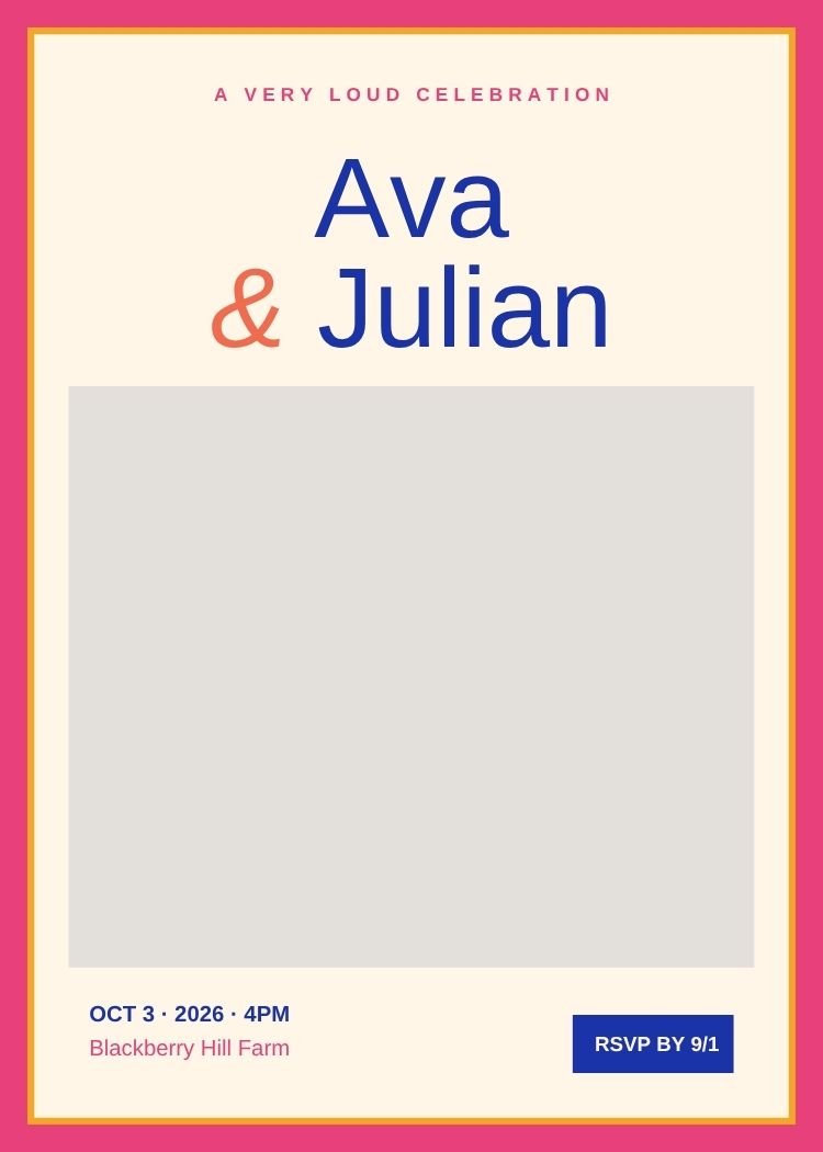 Colorful Maximalist — modern colorful & maximalist wedding invitation template, editable in Canva