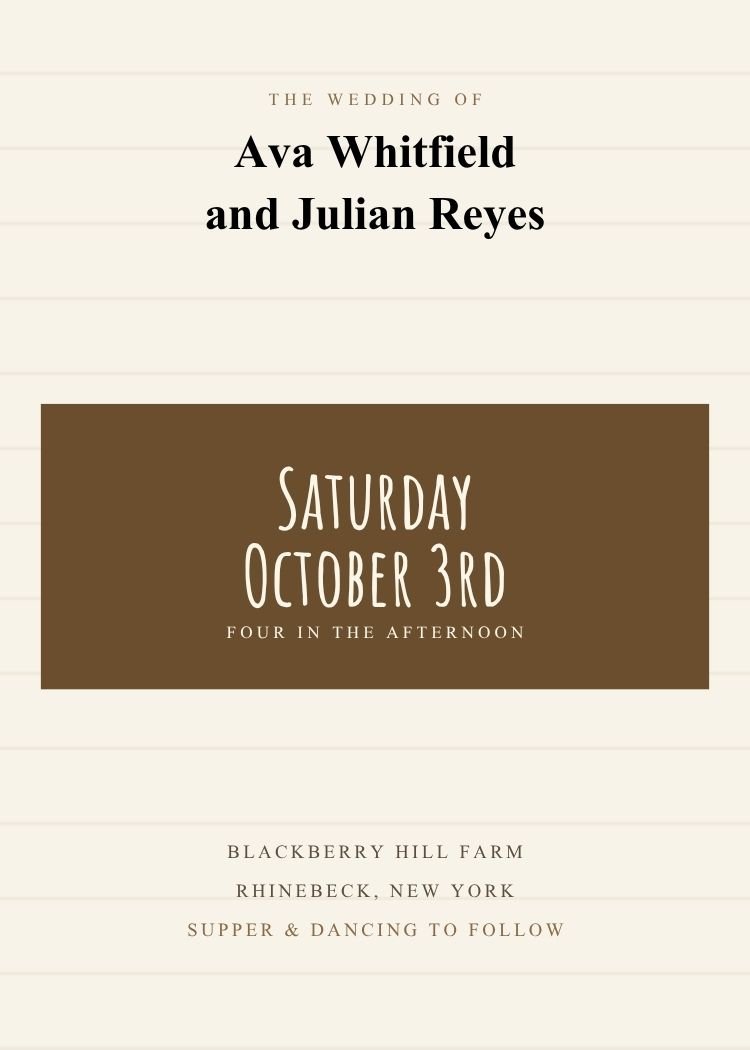Farmhouse — rustic brown & mocha wedding invitation template, editable in Canva