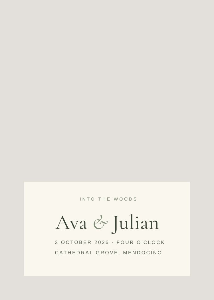 Forest — minimalist neutral & ivory wedding invitation template, editable in Canva