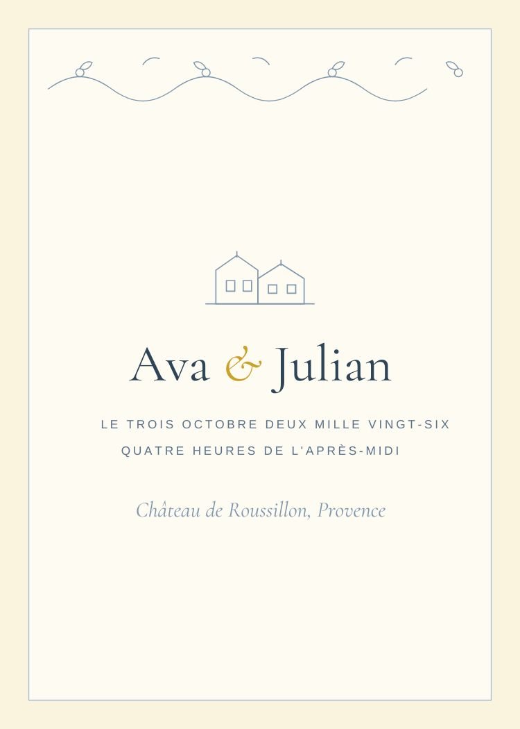 French Country — classic neutral & ivory wedding invitation template, editable in Canva