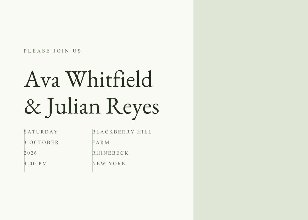 Garden Foliage — minimalist sage green wedding invitation template, editable in Canva