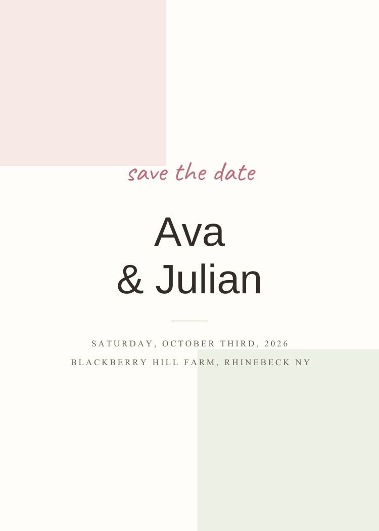 Hand-Drawn Florals — minimalist blush wedding invitation template, editable in Canva