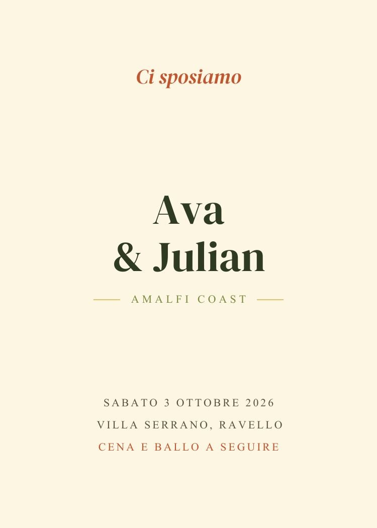 Italian — elegant neutral & ivory wedding invitation template, editable in Canva