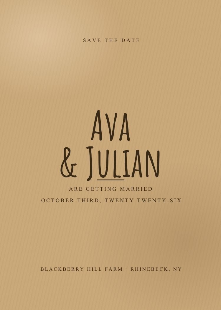 Kraft Paper — rustic brown & mocha wedding invitation template, editable in Canva