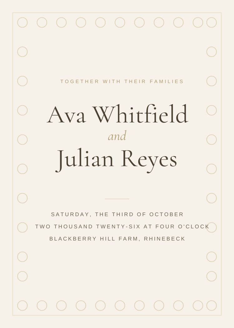 Lace — vintage neutral & ivory wedding invitation template, editable in Canva