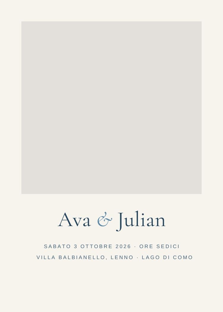 Lake Como — elegant neutral & ivory wedding invitation template, editable in Canva