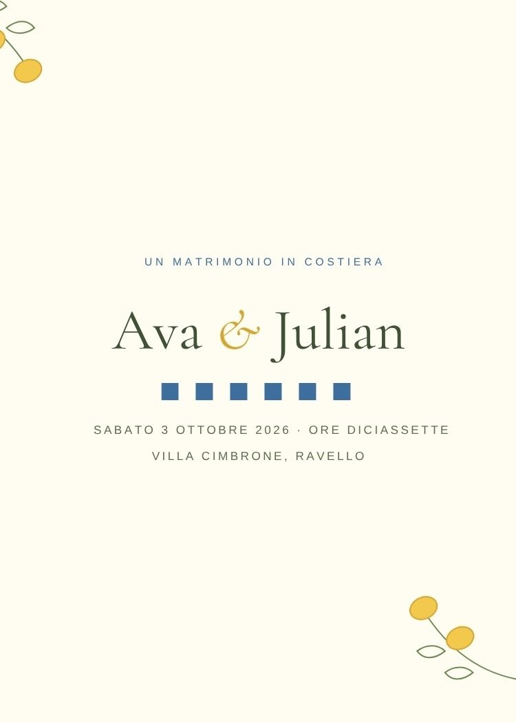 Lemon — whimsical yellow & citrus wedding invitation template, editable in Canva