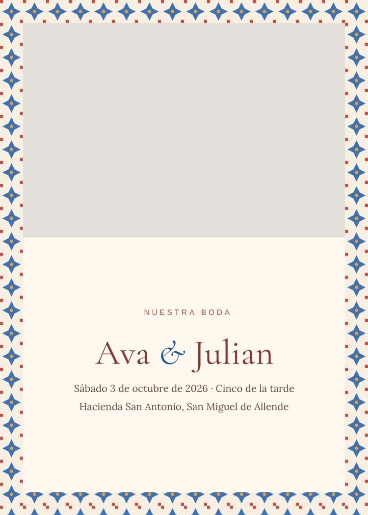 Mexican Hacienda — whimsical colorful & maximalist wedding invitation template, editable in Canva