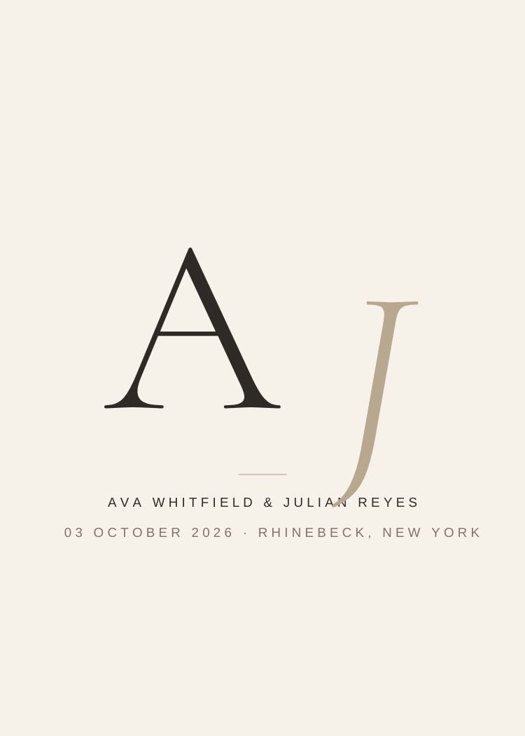 Modern Monogram — modern neutral & ivory wedding invitation template, editable in Canva