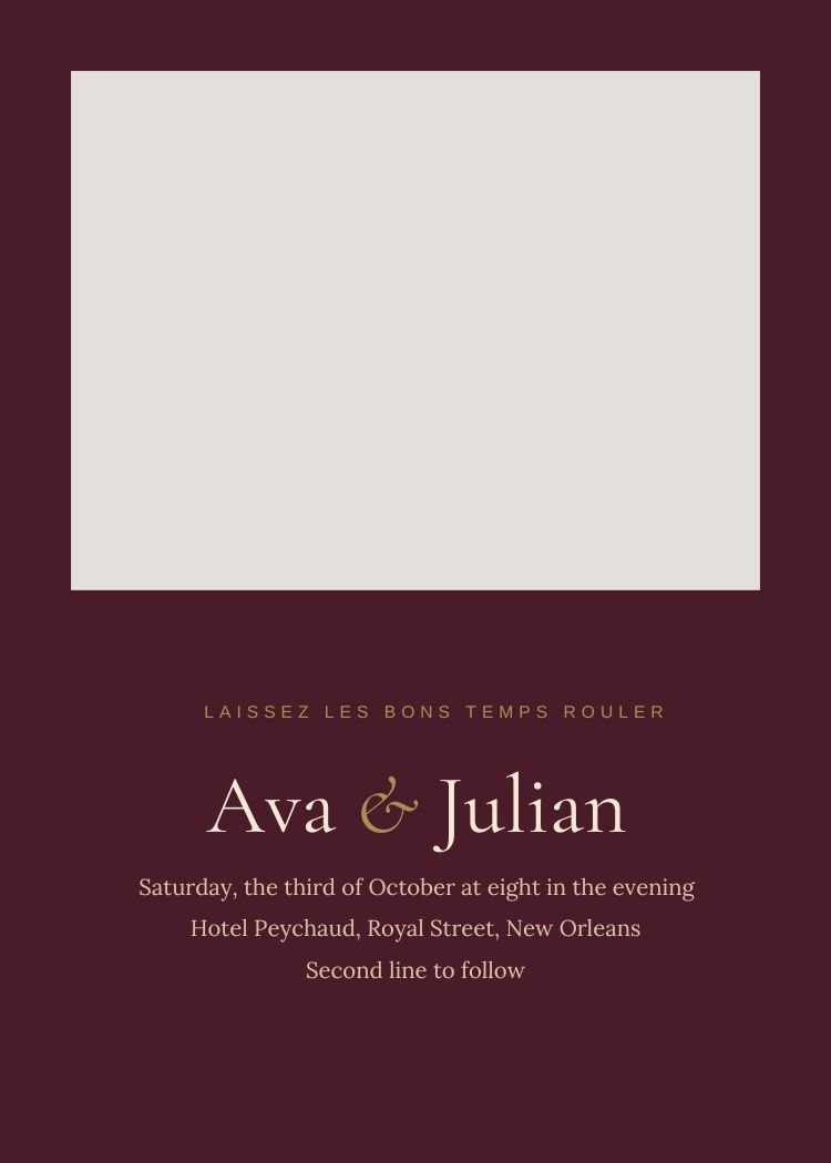 New Orleans — elegant burgundy wedding invitation template, editable in Canva