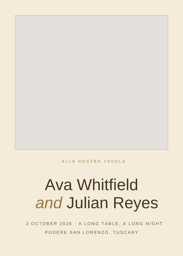 Pears and Figs — modern neutral & ivory wedding invitation template, editable in Canva