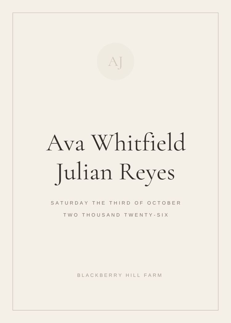 Quiet Luxury — elegant neutral & ivory wedding invitation template, editable in Canva