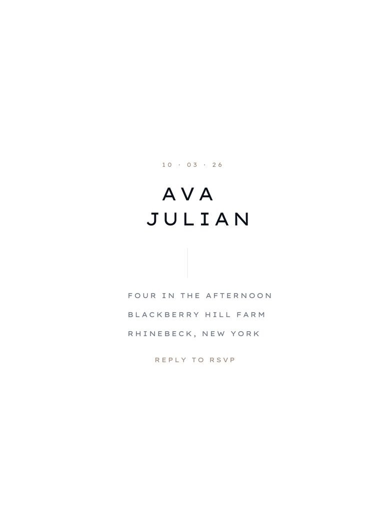 Sans Minimal — minimalist black & white wedding invitation template, editable in Canva