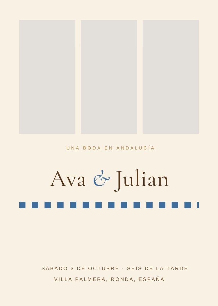 Spanish Villa — elegant neutral & ivory wedding invitation template, editable in Canva