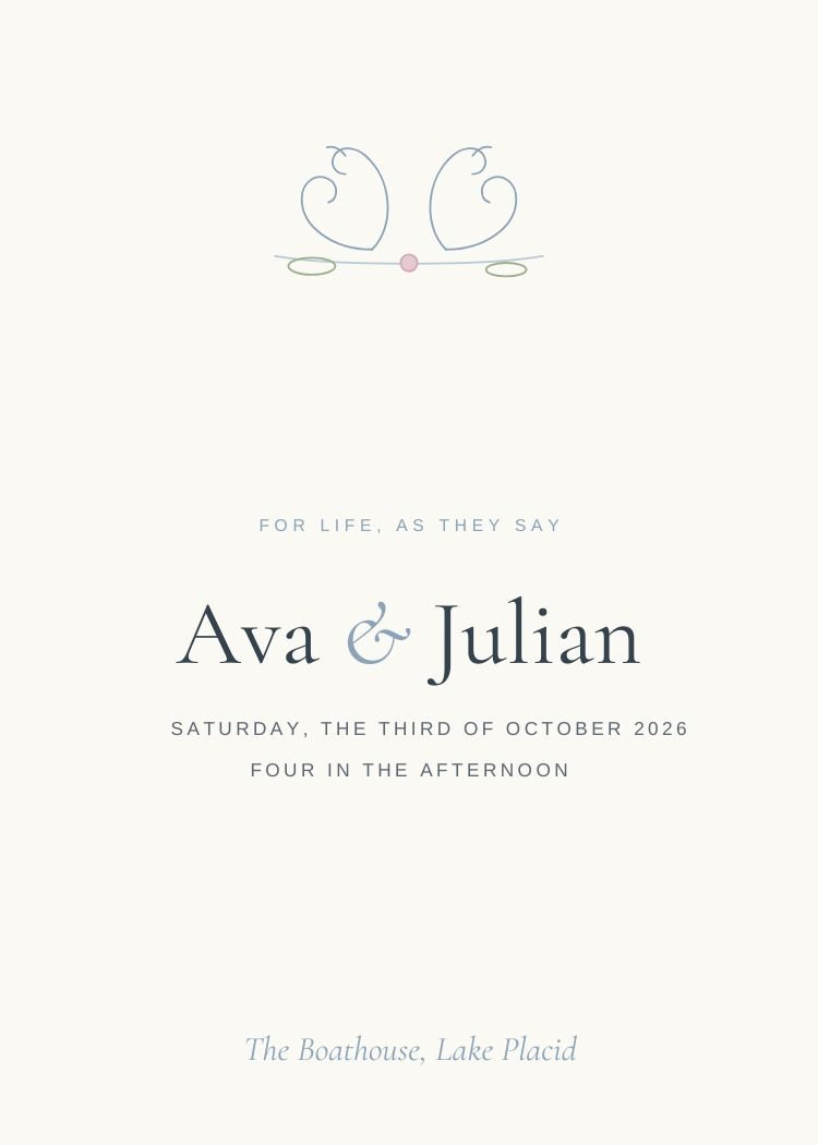 Swan — elegant neutral & ivory wedding invitation template, editable in Canva