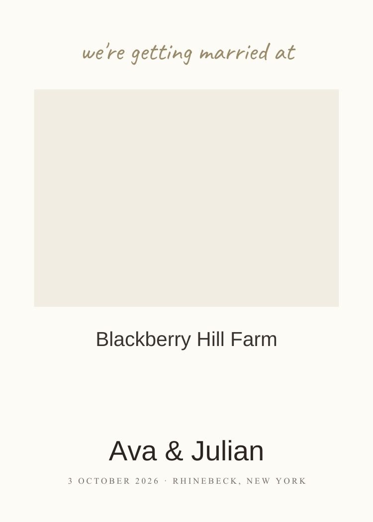 Venue Illustration — minimalist neutral & ivory wedding invitation template, editable in Canva