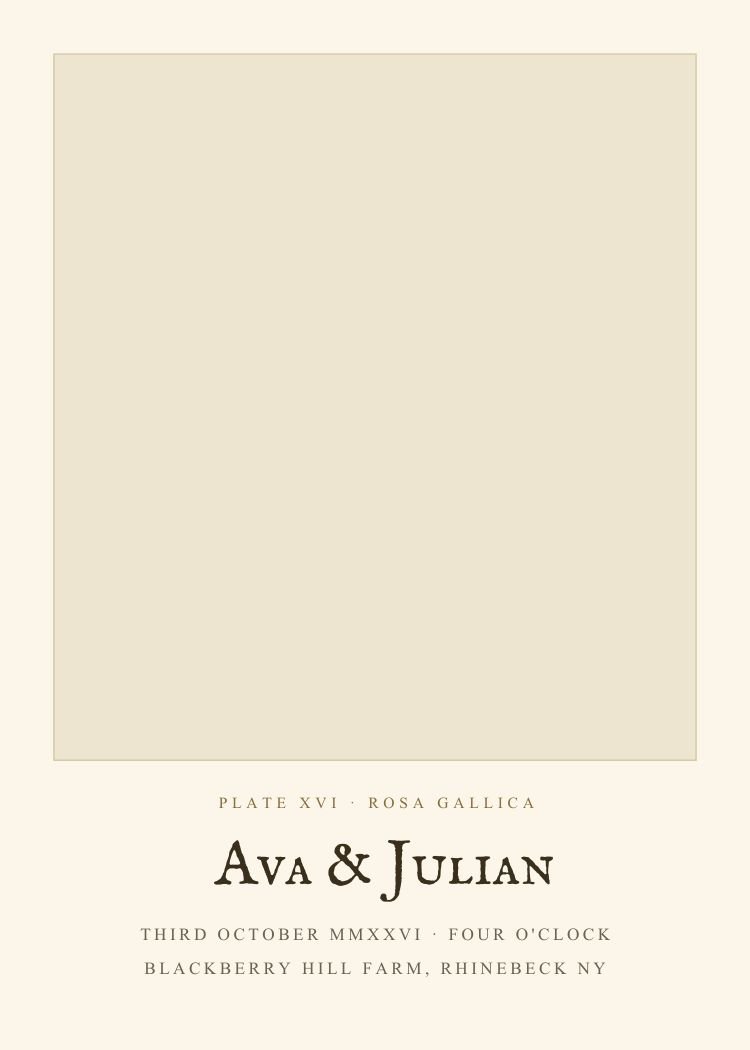 Vintage Botanical — vintage neutral & ivory wedding invitation template, editable in Canva