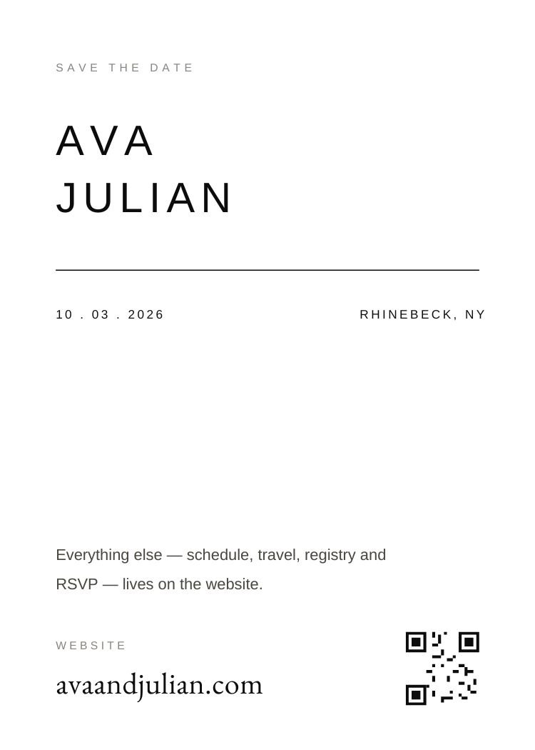 Website RSVP — minimalist black & white wedding invitation template, editable in Canva