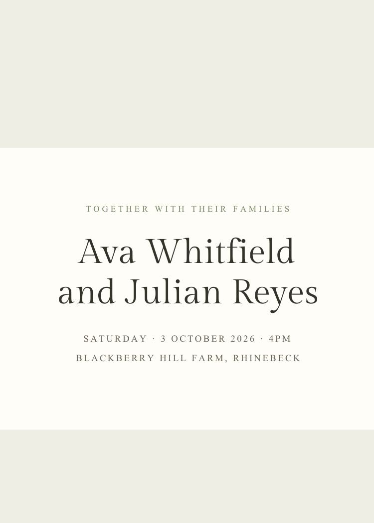 Wildflower — minimalist sage green wedding invitation template, editable in Canva