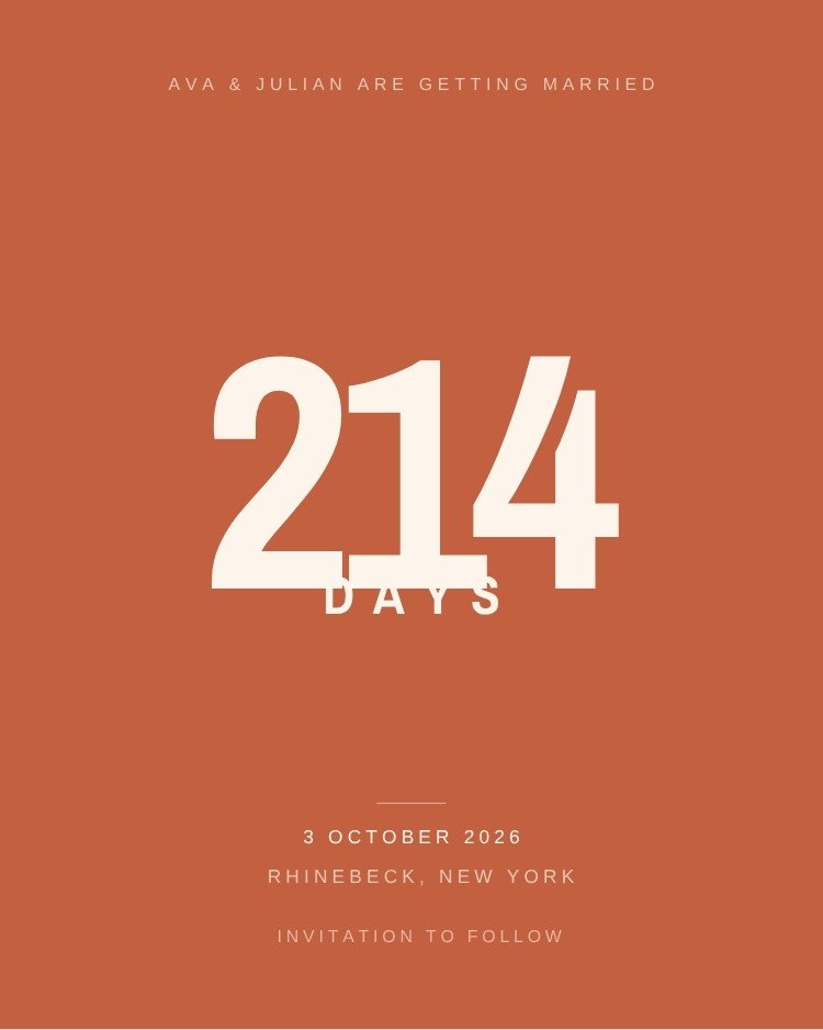 Countdown — modern terracotta save the date template, editable in Canva