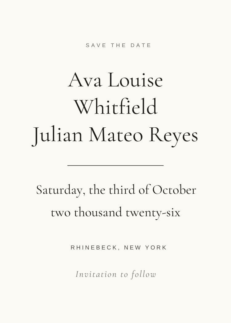 Engraved Classic — classic neutral save the date template, editable in Canva