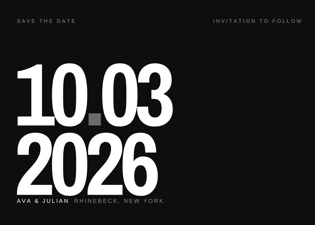 Giant Date — modern black and white save the date template, editable in Canva