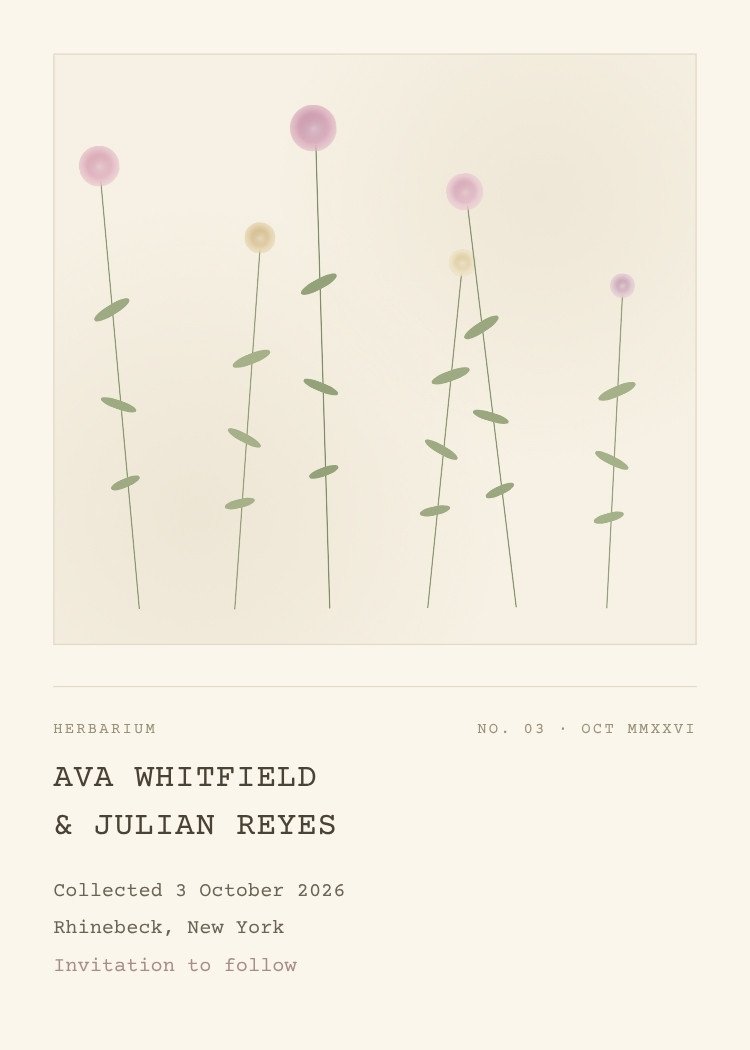 Pressed Wildflower — floral neutral save the date template, editable in Canva