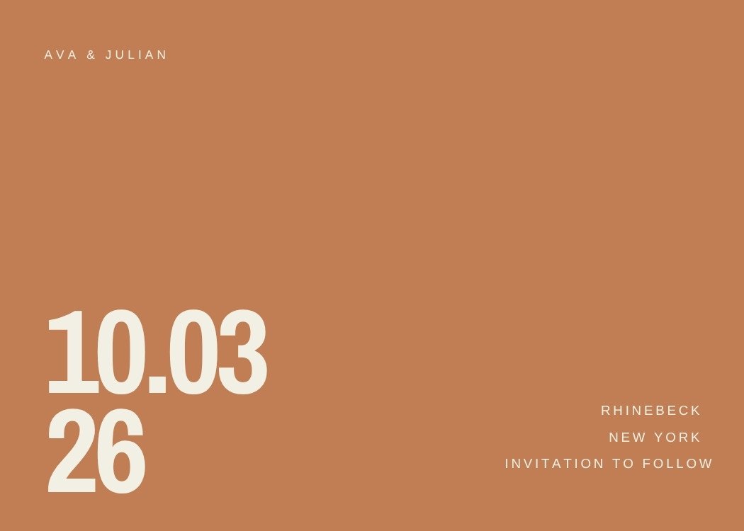 Terracotta Date — modern terracotta save the date template, editable in Canva