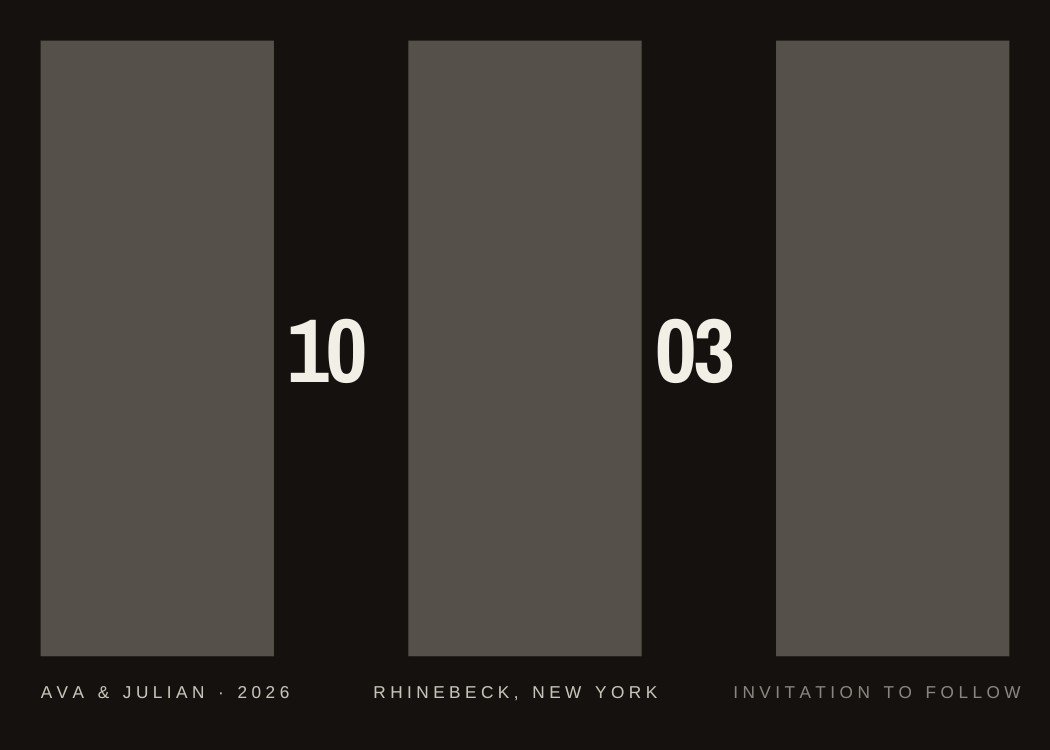 Triptych — modern black and white save the date template, editable in Canva