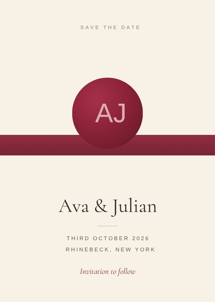 Wax Seal — elegant burgundy save the date template, editable in Canva