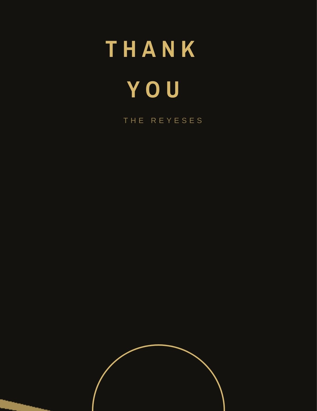 Deco Fan — art deco gold wedding thank you card template, editable in Canva