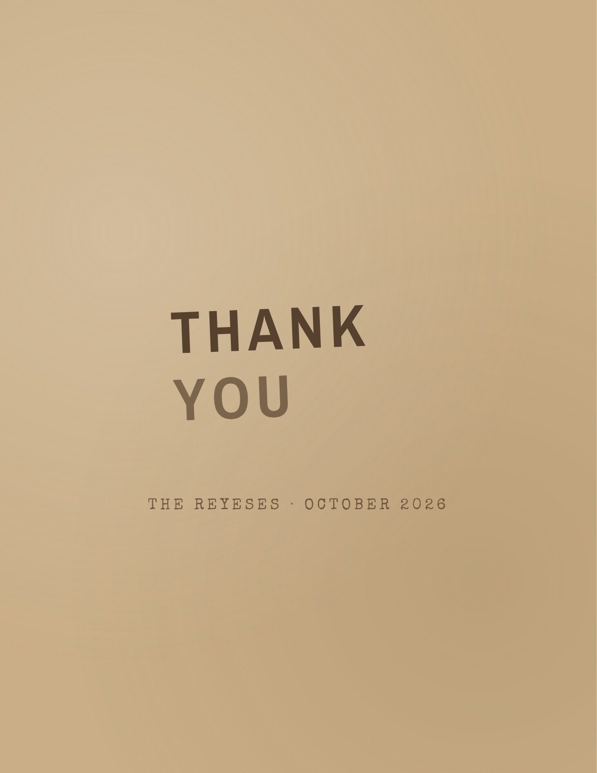 Rubber Stamp — rustic brown wedding thank you card template, editable in Canva