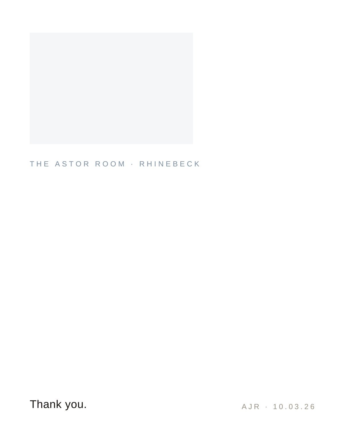 Venue Line — minimalist black and white wedding thank you card template, editable in Canva