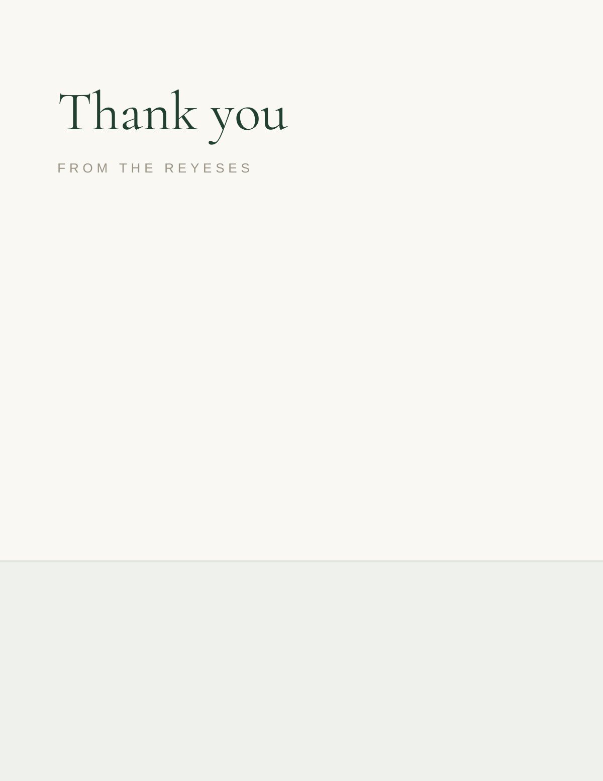 Winter Bough — botanical emerald green wedding thank you card template, editable in Canva